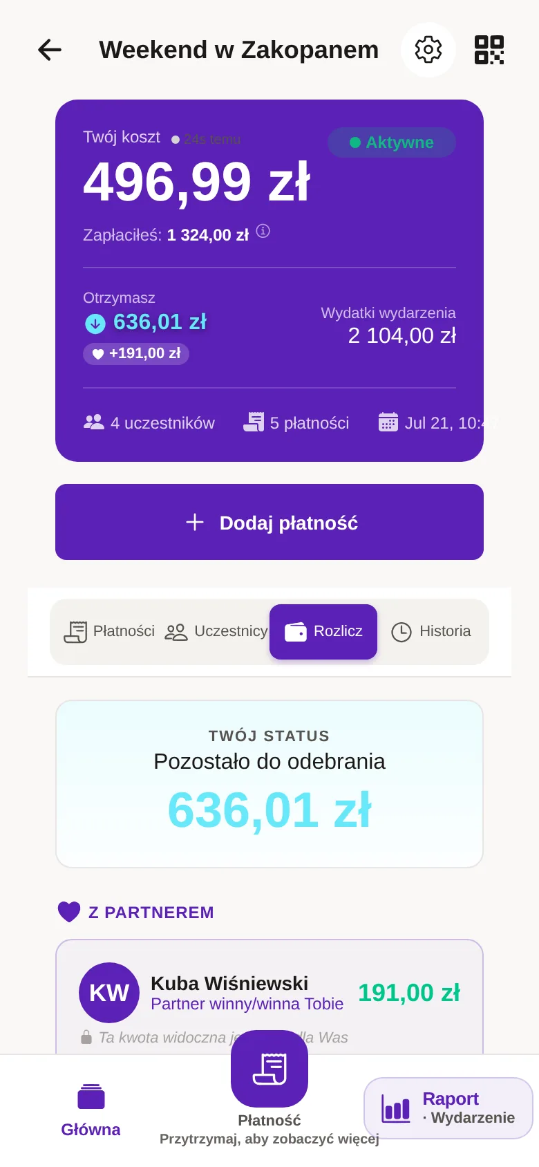Rozliczenia — postęp, potwierdzenia i przypomnienia
